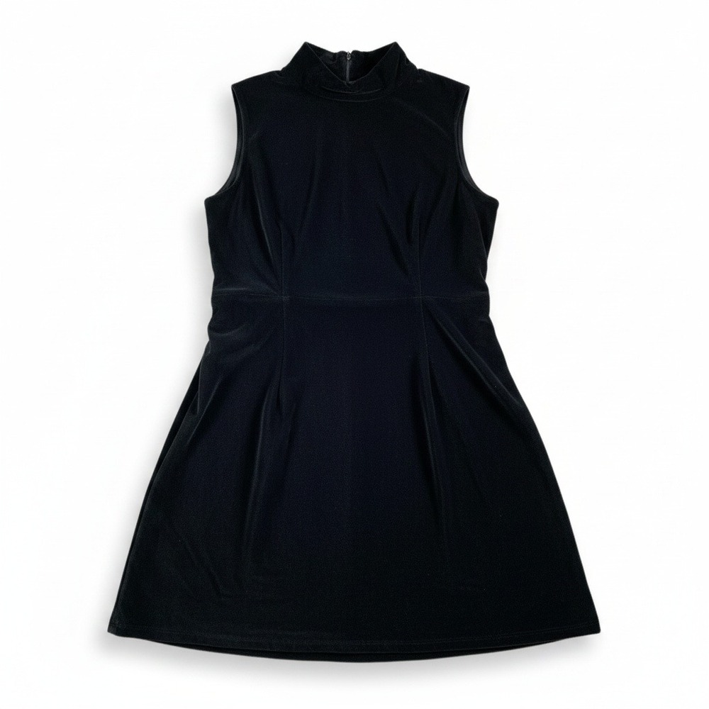 A New Day Womens Black Velvet Sleeveless Mock Neck Fit & Flare Dress XXL New